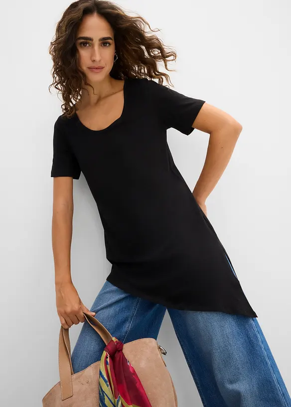Asymetrisches Longshirt aus Baumwoll-Viskose-Mischung, bonprix