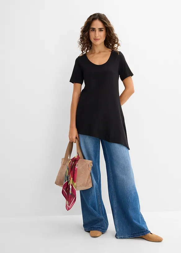 Asymetrisches Longshirt aus Baumwoll-Viskose-Mischung, bonprix