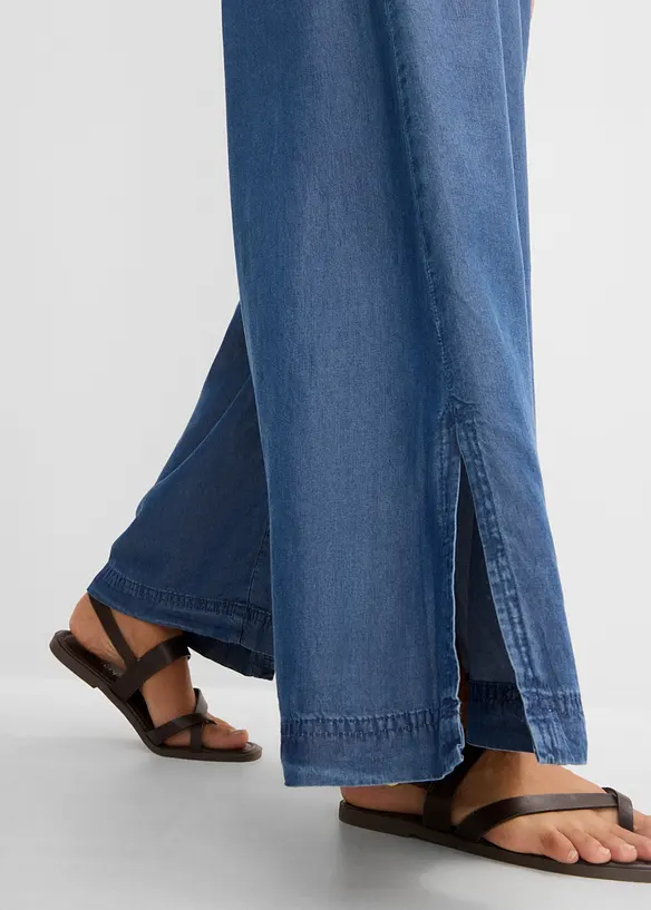 Pantalon palazzo, bas de jambes fendus, longueur 7/8, bonprix