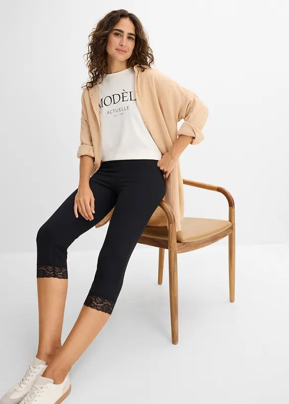 Legging 3/4 avec dentelle, bonprix