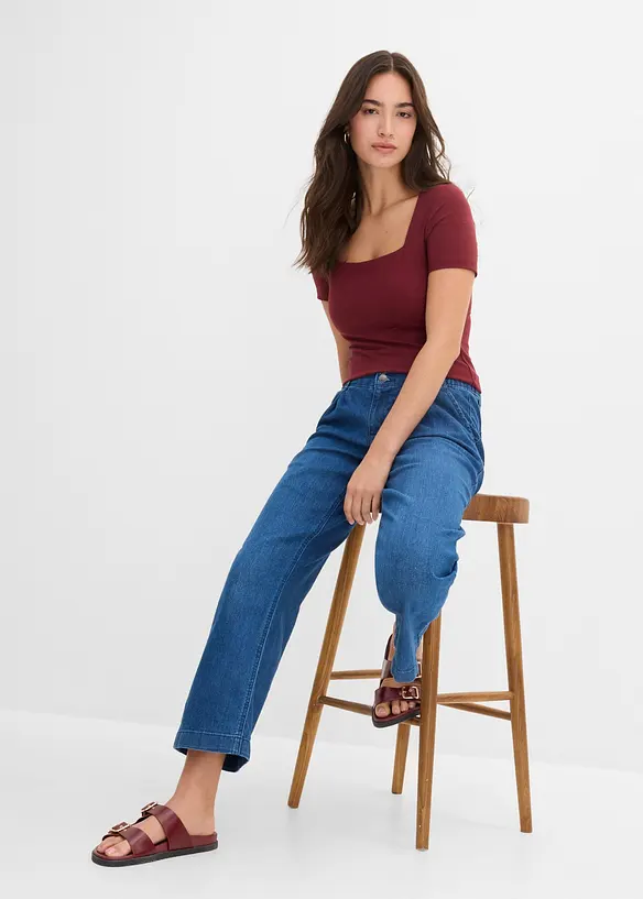 Cropped Wide-Leg-Jeans High Waist, Bequembund, bonprix