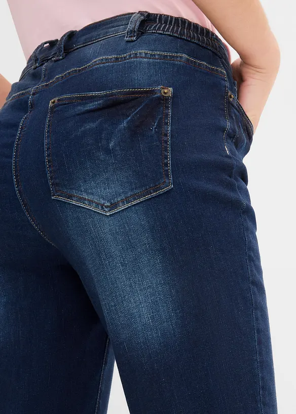 Bermuda en jean, taille mi-haute &eacute;lastiqu&eacute;e, bonprix
