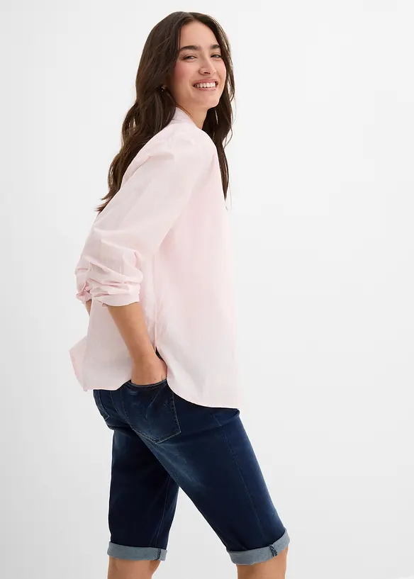 Bermuda en jean, taille mi-haute &eacute;lastiqu&eacute;e, bonprix