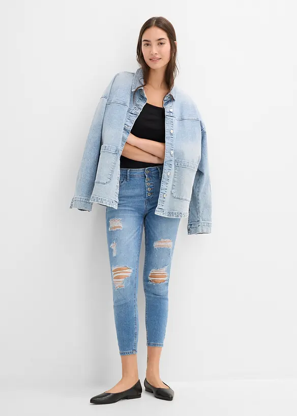 Skinny-Jeans, Mid Waist, Destroyed, bonprix