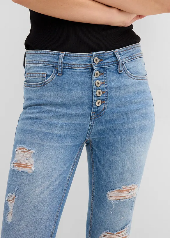 Skinny-Jeans, Mid Waist, Destroyed, bonprix
