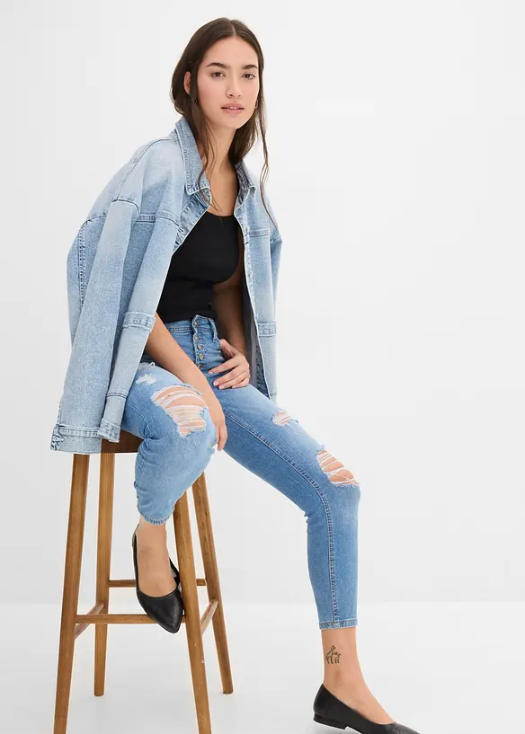 Skinny-Jeans, Mid Waist, Destroyed, bonprix