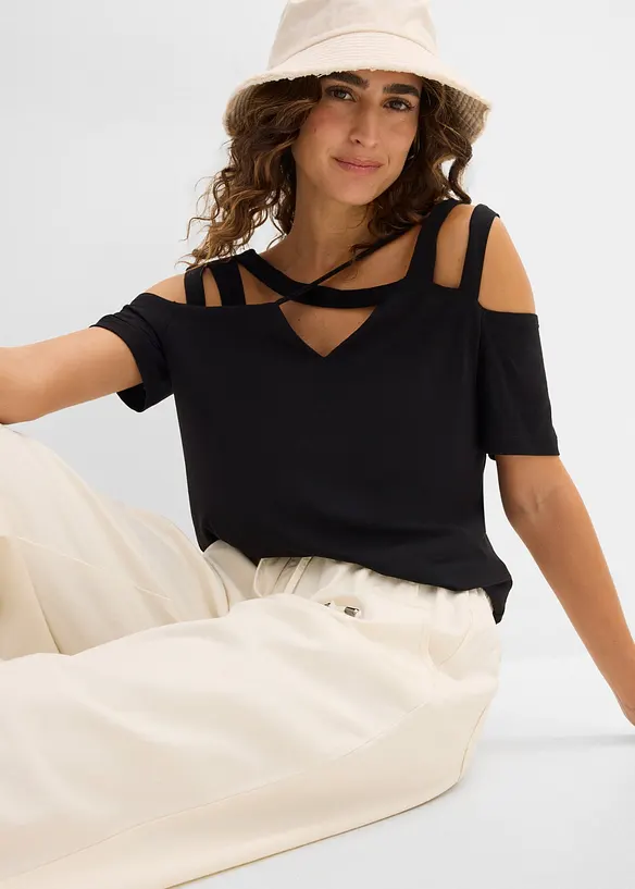 T-shirt &agrave; d&eacute;coupes en viscose, bonprix
