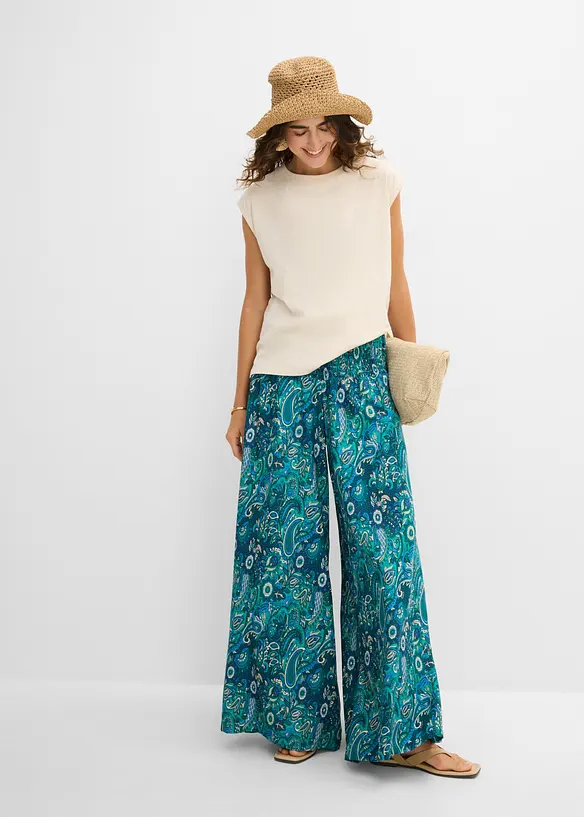 Pantalon palazzo en viscose fluide, bonprix