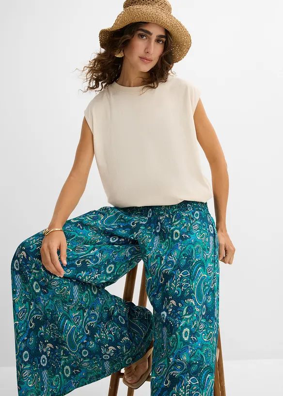 Pantalon palazzo en viscose fluide, bonprix