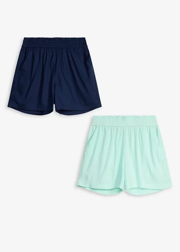 Lot de 2 shorts en viscose &agrave; taille &eacute;lastiqu&eacute;e, bonprix