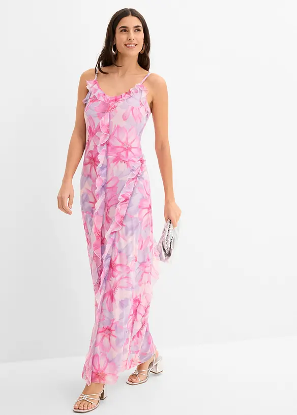 Robe &agrave; bretelles en mesh doux, bonprix