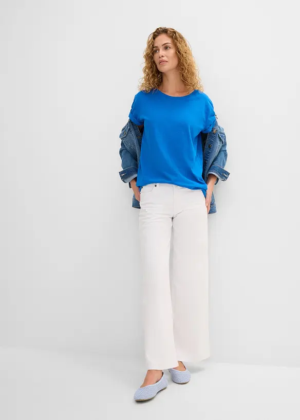 T-shirt long et boxy &agrave; manches courtes, bonprix