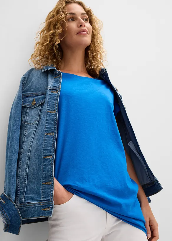 T-shirt long et boxy &agrave; manches courtes, bonprix