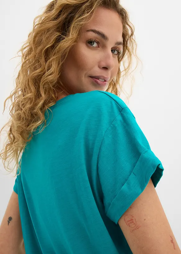 T-shirt long et boxy &agrave; manches courtes, bonprix