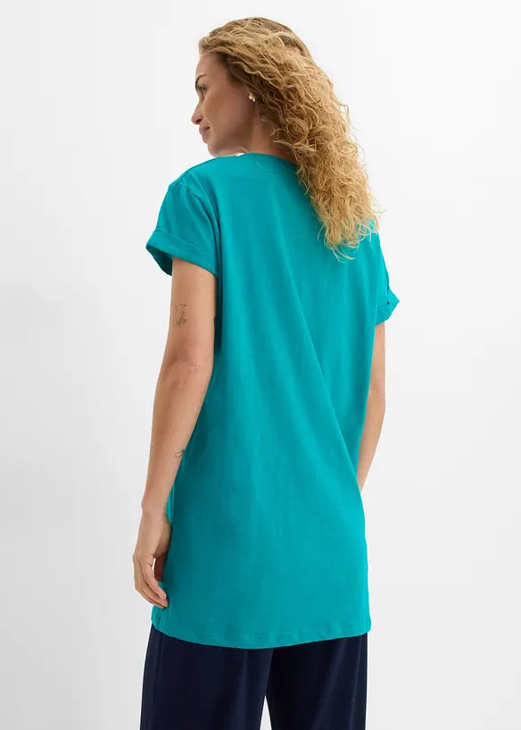 T-shirt long et boxy &agrave; manches courtes, bonprix