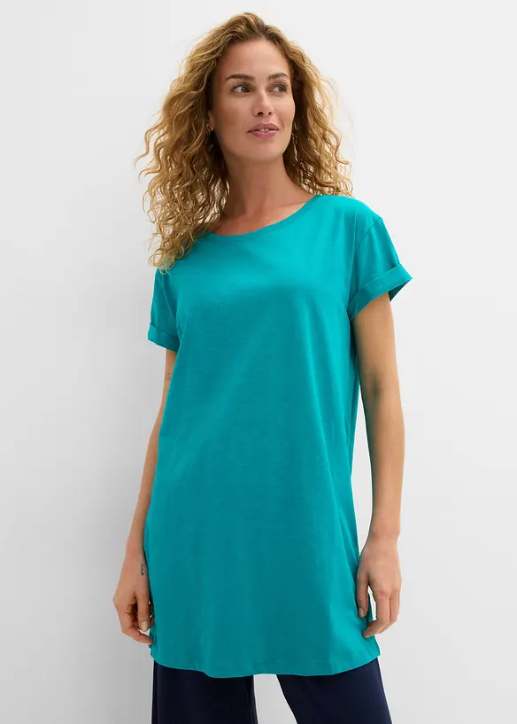 T-shirt long et boxy &agrave; manches courtes, bonprix