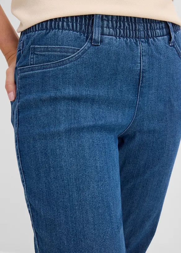 Lot de 2 pantalons 7/8 droits, taille mi-haute &eacute;lastiqu&eacute;e, bonprix