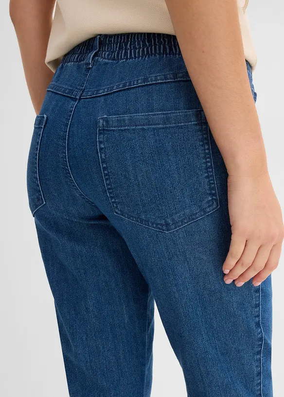 Lot de 2 pantalons 7/8 droits, taille mi-haute &eacute;lastiqu&eacute;e, bonprix