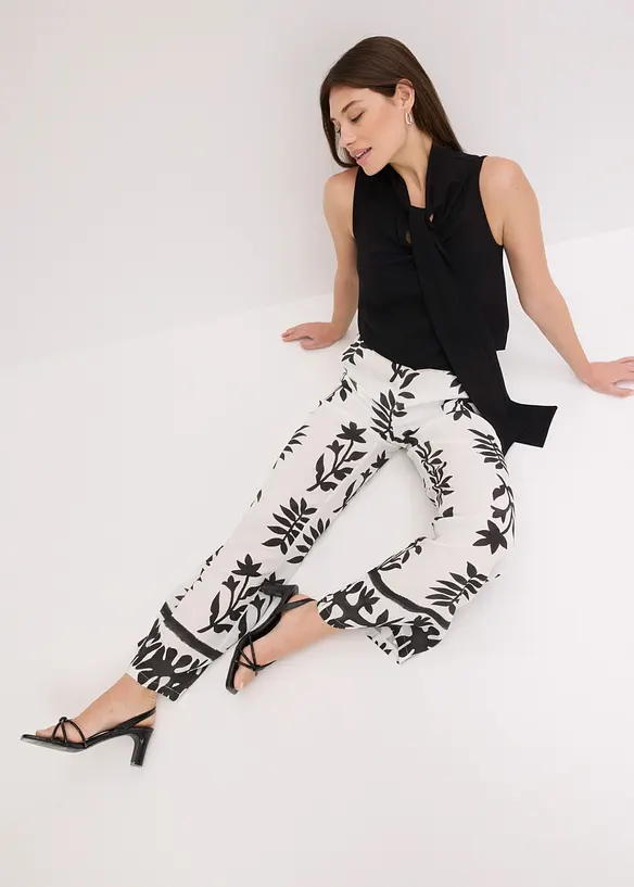 Pantalon imprim&eacute; en viscose fluide, bonprix