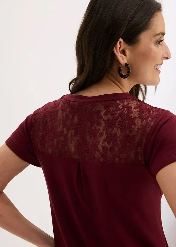 T-shirt col tunisien en viscose majoritaire, bonprix