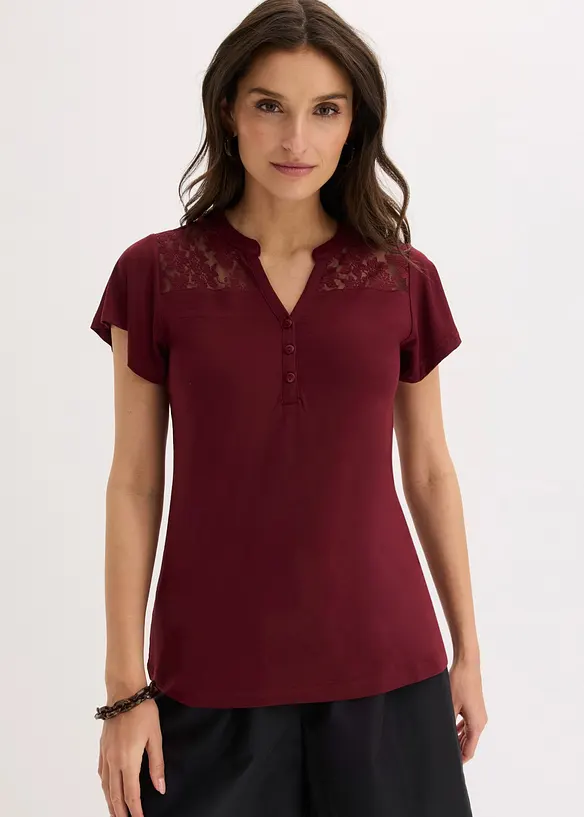T-shirt col tunisien en viscose majoritaire, bonprix