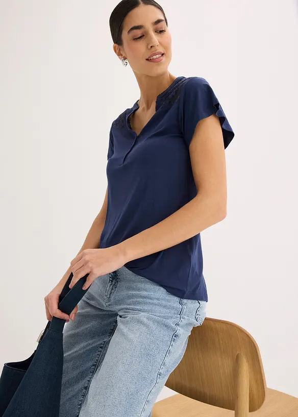 Henleyshirt aus Viskose-Mix, bonprix