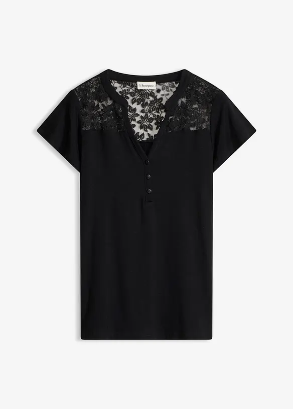 T-shirt col tunisien en viscose majoritaire, bonprix