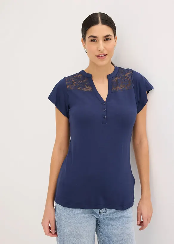 Henleyshirt aus Viskose-Mix, bonprix