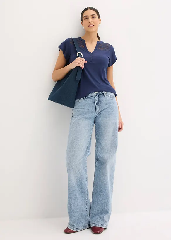 Henleyshirt aus Viskose-Mix, bonprix