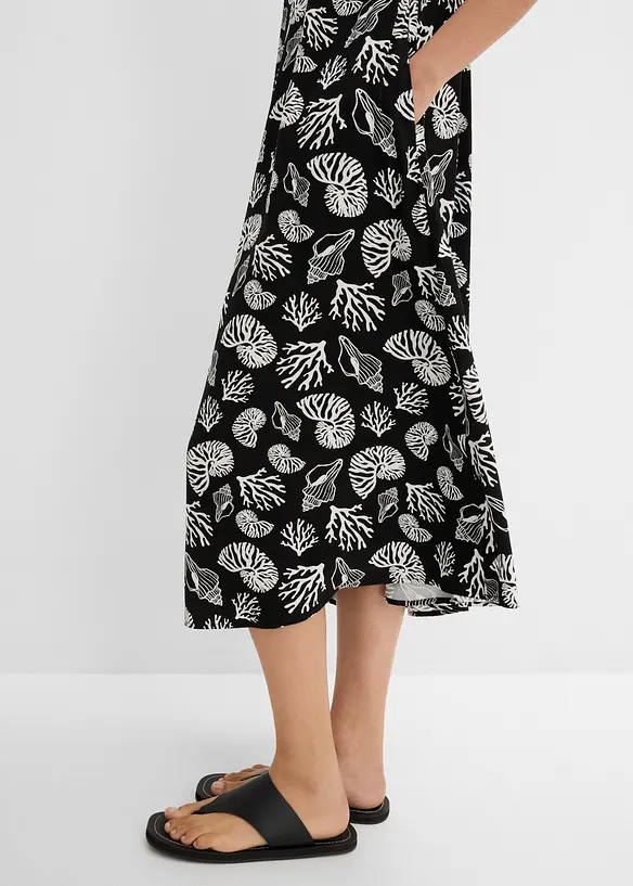 Midikleid in All-Over-Print aus Viskose-Mix, bonprix