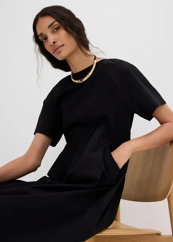 Midikleid mit Warenmix aus reiner Baumwolle, bonprix
