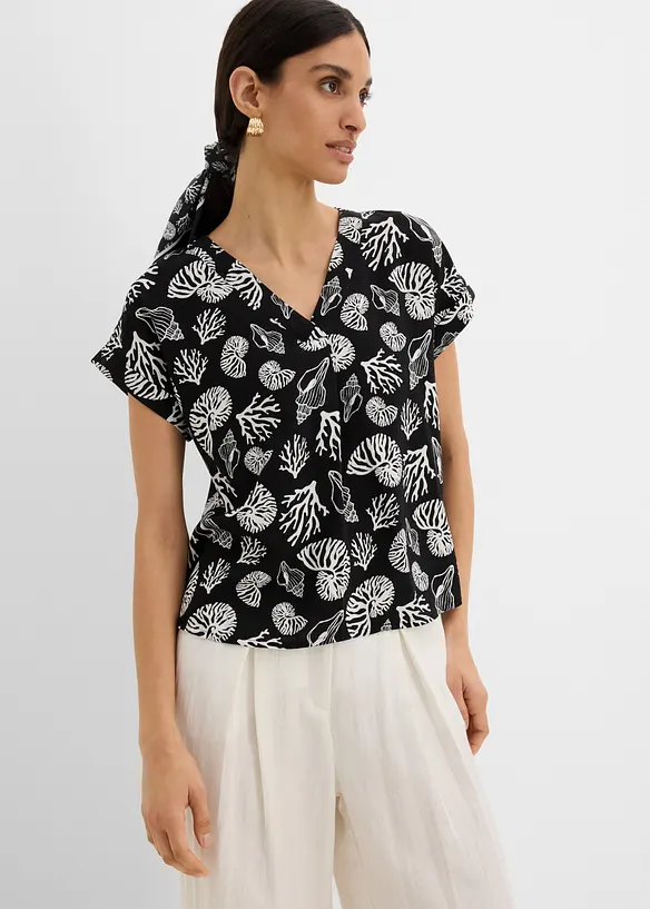 Blouse fluide &agrave; manches courtes, bonprix