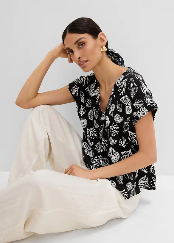 Blouse fluide &agrave; manches courtes, bonprix