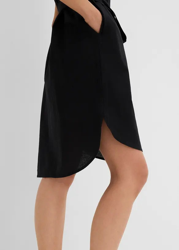 Hemdblusenkleid mit Leinenanteil und Bindeg&uuml;rtel, bonprix
