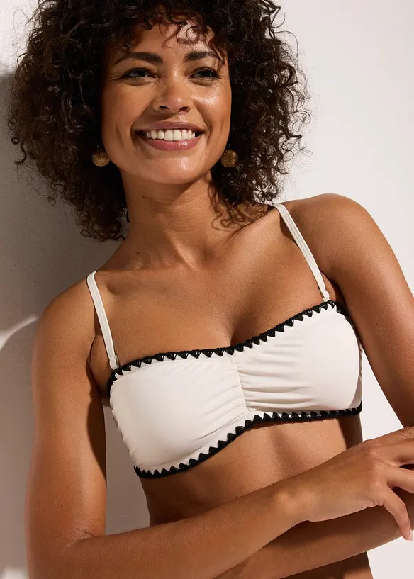 Haut de maillot bandeau orn&eacute; d&rsquo;une broderie, bonprix