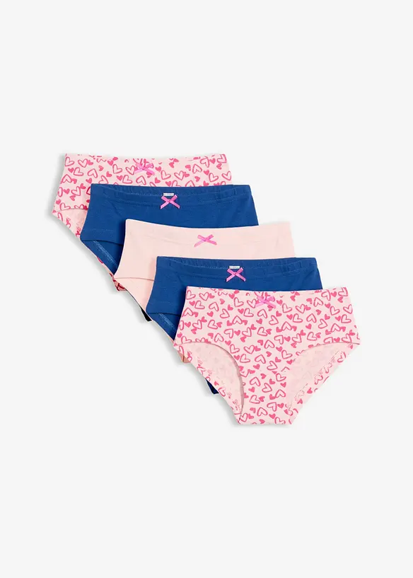 Lot de 5 shorties en coton doux avec n&oelig;ud en satin, bonprix