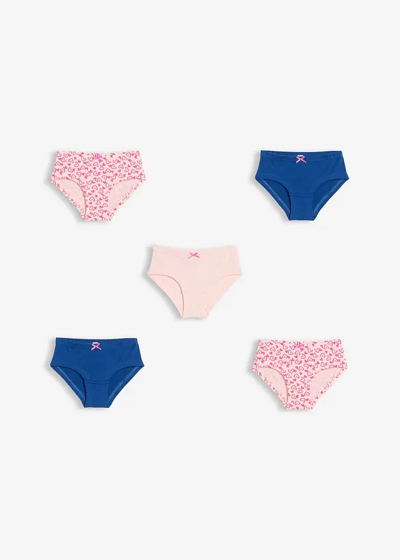 Lot de 5 shorties en coton doux avec n&oelig;ud en satin, bonprix
