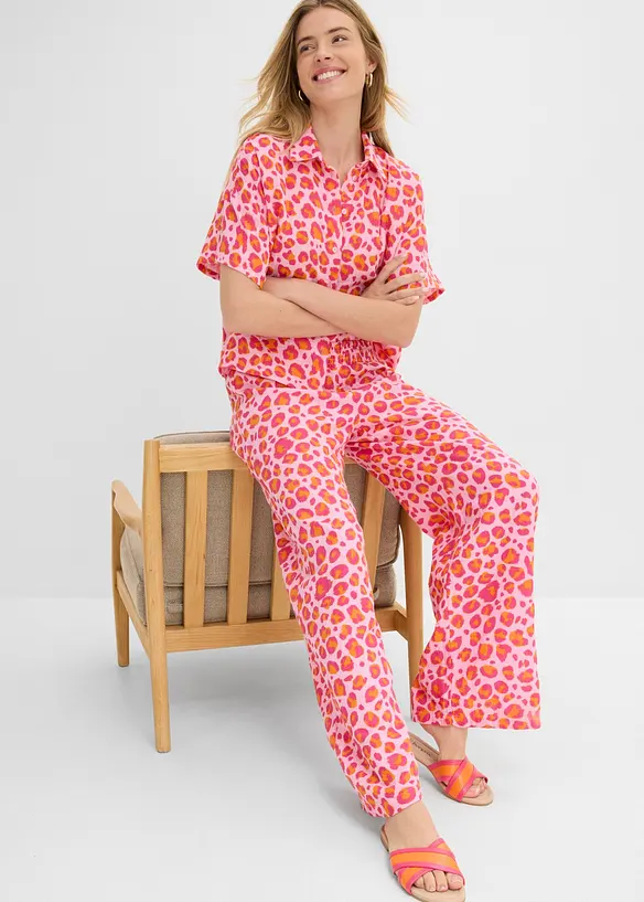 Pantalon taille &eacute;lastiqu&eacute;e en gaze de coton, bonprix