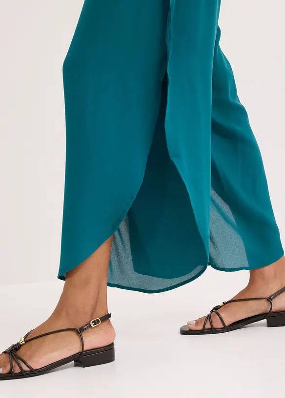 Pantalon palazzo fendu sur les c&ocirc;t&eacute;s, bonprix
