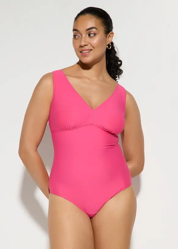 Maillot 1 pi&egrave;ce sculptant &agrave; col en V, maintien mod&eacute;r&eacute;, bonprix