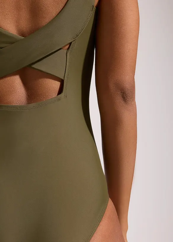 Maillot 1 pi&egrave;ce sculptant &agrave; col en V, maintien mod&eacute;r&eacute;, bonprix