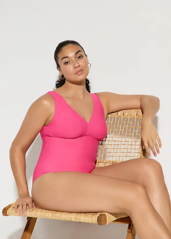 Maillot 1 pi&egrave;ce sculptant &agrave; col en V, maintien mod&eacute;r&eacute;, bonprix