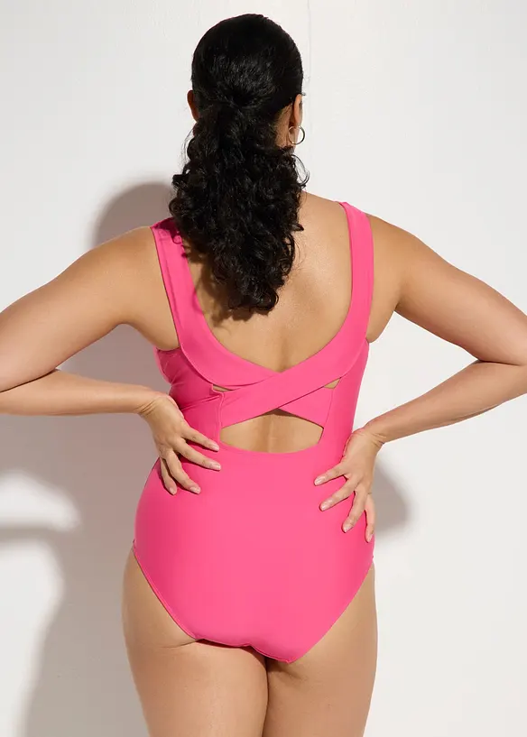 Maillot 1 pi&egrave;ce sculptant &agrave; col en V, maintien mod&eacute;r&eacute;, bonprix