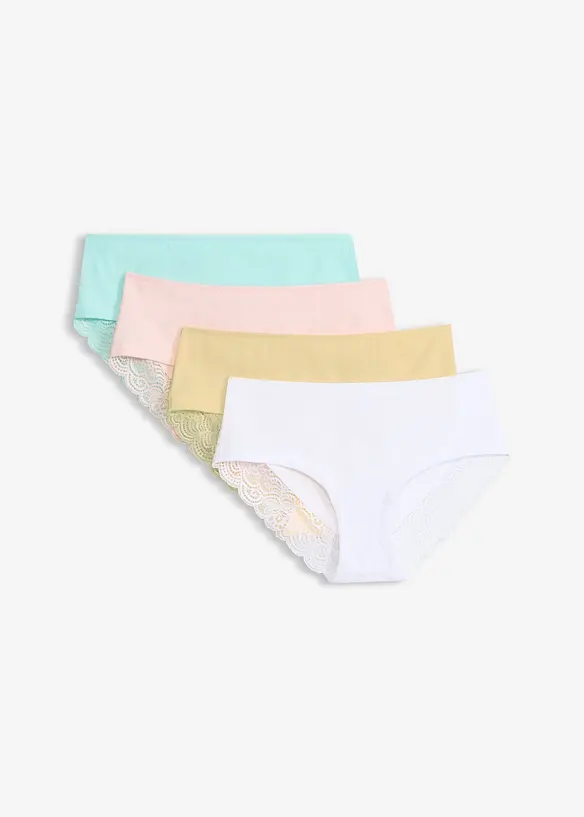 Lot de 4 culottes en coton doux avec dentelle, bonprix