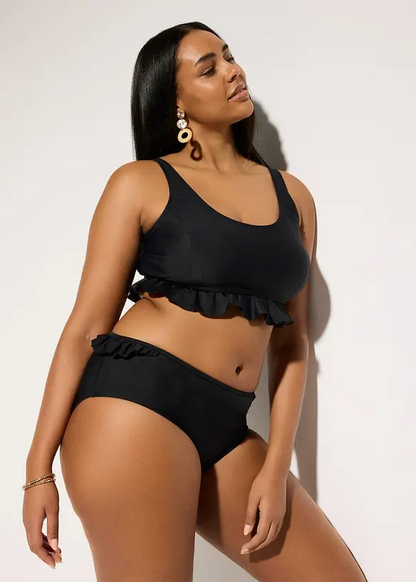Bas de maillot taille haute avec volant, s&eacute;chage rapide, bonprix