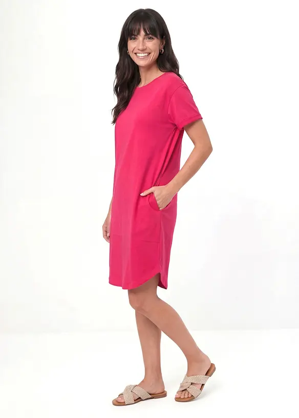 Leichtes Flammgarn Shirtkleid aus Bio Baumwolle (2er Pack), bonprix