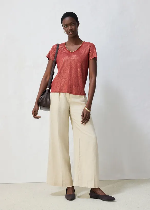 T-shirt 100% lin avec lurex, bonprix