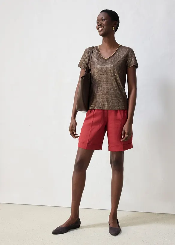 Shirt aus reinem Leinen mit Lurex, bonprix
