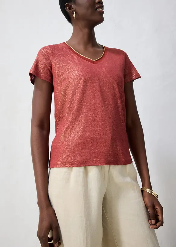 T-shirt 100% lin avec lurex, bonprix