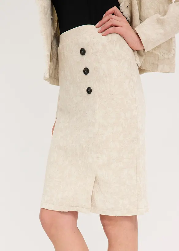 Jupe en jacquard de coton et lin, bonprix